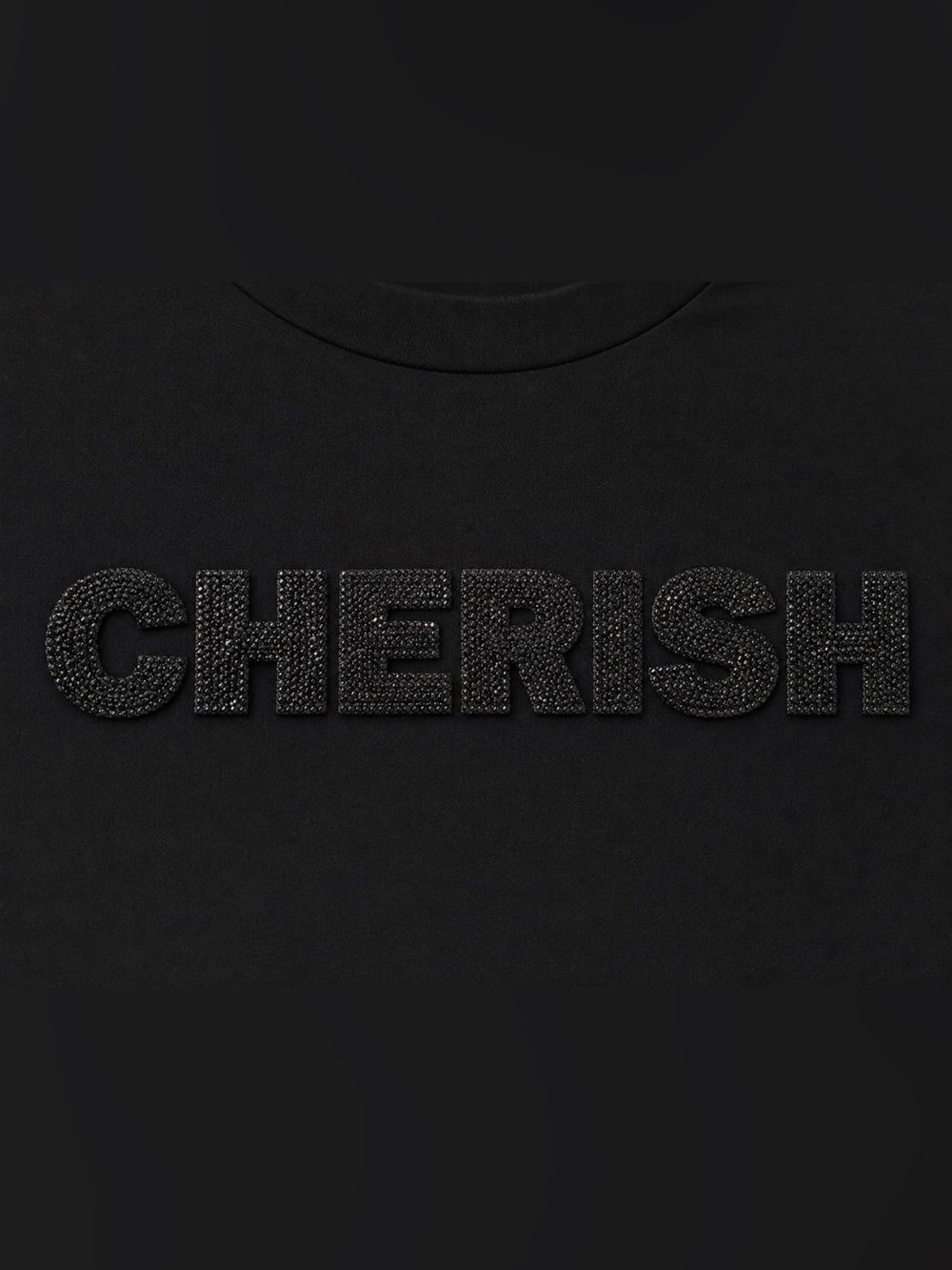 Beaded Logo Black Short Sleeve Tee